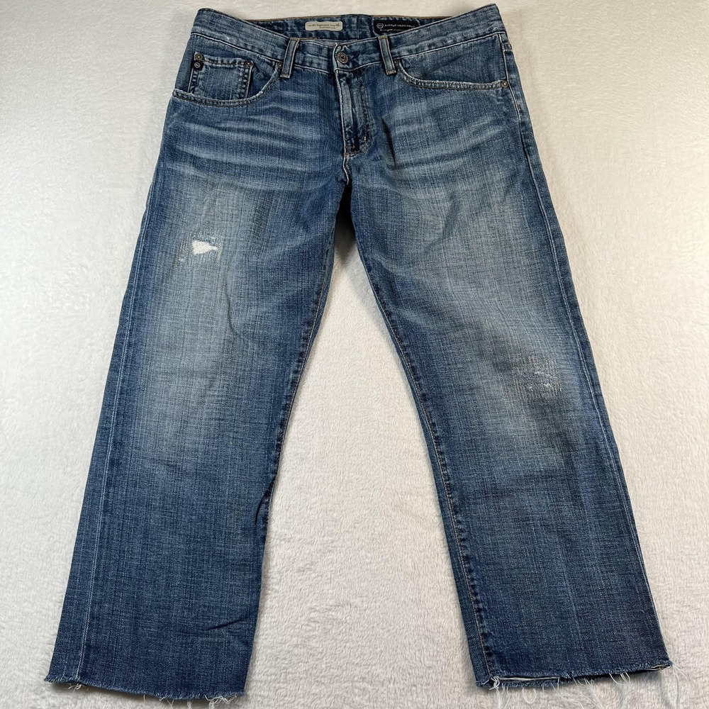 AG Adriano Goldschmied Ex-Boyfriend Crop Jeans Womens 34 Blue Mid Rise Denim